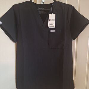 FIGS Women's Short Sleeve Black Scrub Top